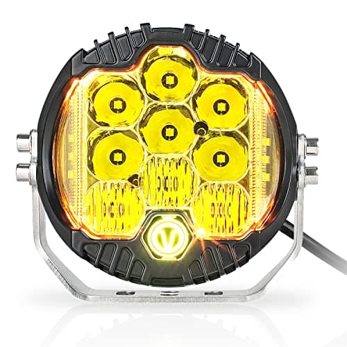 EKXAP 5 Inch 50W Amber Yellow LED Offroad Light, LED Driving Light Round Work Light Spot Flood Combo for Wrangler ATV Trucks SUV Pickup UTV 4x4, F150 - Pack of 1