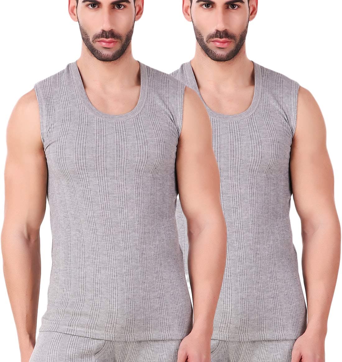 HAP Men's Quilted Thermal Top/Light Grey/Sleeveless/Mega Top/Vest/Premium Winter Innerwear/Pack of 2