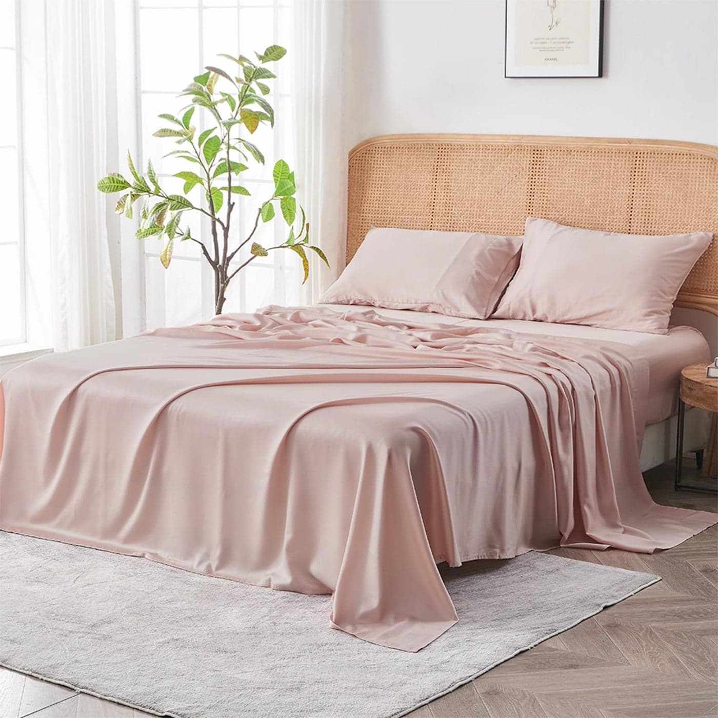 Sijo AiryWeight Tencel Sheet Set 100 Lyocell Derived from Eucalyptus Buttery Soft Architectural Digest 2022 Best Cooling Sheets Winner 3pc 2 Pillowcases 1 Fitted Blush King