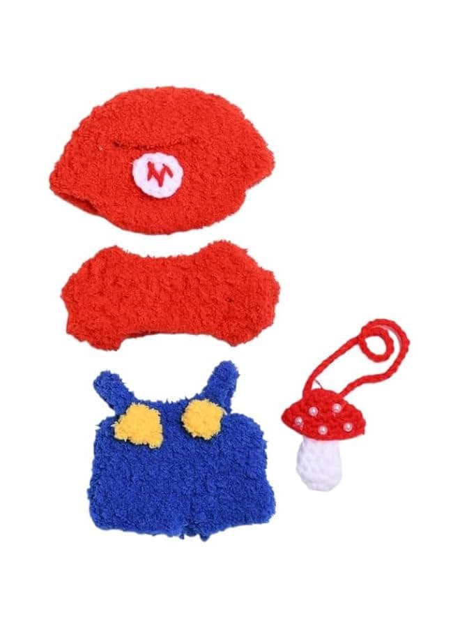 Clothes Set for 15 to 17 Centimeter Labubu Dolls Includes Hat Rompers TShirt and Bag Suitable for Sitting Dolls No Doll Included