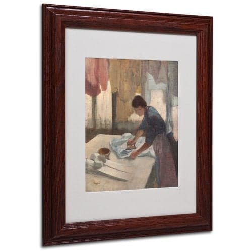 Trademark Fine Art Woman Ironing 1876-87 Canvas Wall Art by Edgar Degas with Wood Frame, 11 by 14-Inch