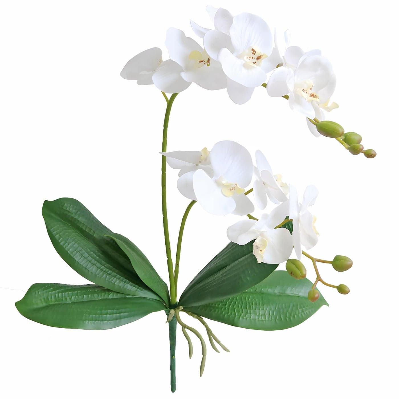 Jasming Elyjhyy Artificial Phaleanopsis Flowers Fake Orchids Leaves Branches for Home Bonsai Garden Decoration White