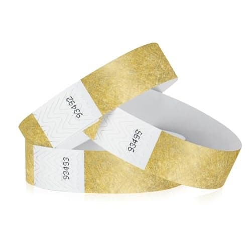 200 WristCo Tyvek Metallic Gold Wristbands for Events – Tamper-Proof Design Prevents Reuse – Premium-Grade Bracelets for Hospital & Medical ID, Party, Concert Entry, VIP Identification