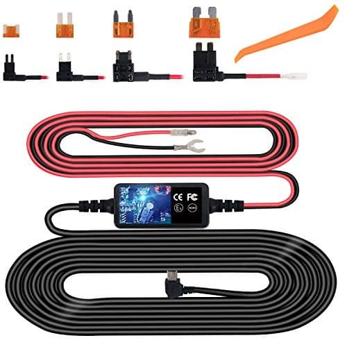 Dash Cam Hardwire Kit, Mini USB Hard Wire Kit Fuse for Dashcam, Plozoe 12V-24V to 5V Car Dash Camera Charger Power Cord, Gift 4 Fuse Tap Cable and Installation Tool(11.5ft