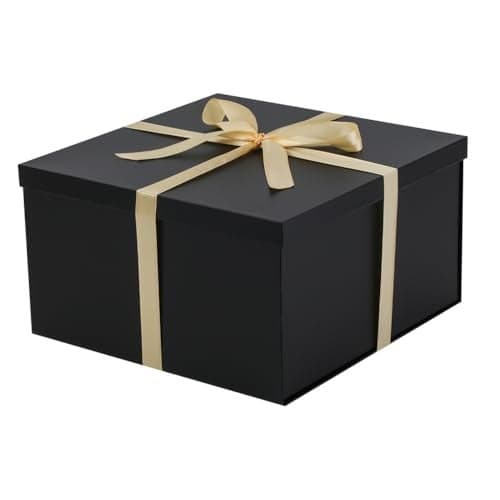 UoeRing 1Pcs Black Extra Large gift box with lids 13137 Inches gift boxes for presentsBirthday Box include Ribbon Paper Shred Filler Gift Card Envelopes