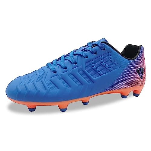 Vizari Youth Soccer Cleats for Boys Girls | Firm Ground Athletic Outdoor Football Shoes for Toddlers, Little/Big Kid Royal Blue/Orange