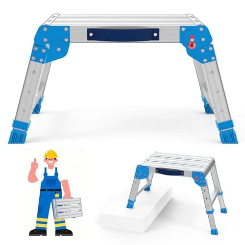 Loyoda Work Platform 600 Lbs, Folding Step Stool with One-Touch Automatic Fold, 3 Height Adjustment Step Platform, Perfect for RV Cleaning, Home Painting and Reaching High Places, Standard