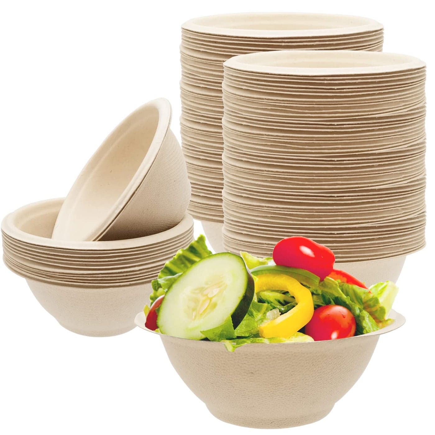 100 Pack 8oz Compostable Paper BowlsHeavyDuty Disposable Natural Bagasse BowlsBiodegradable Soup BowlsEcoFriendlyHeat Resistantfor Ice CreamSaladSoupSnackDessertPastaHot or Cold Use