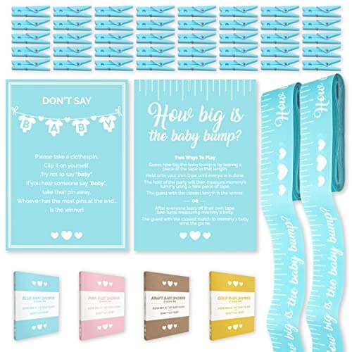 Party Hearty Funny Baby Shower Games for Boy Set of 2 How Big is The Bump Dont Say Baby Blue