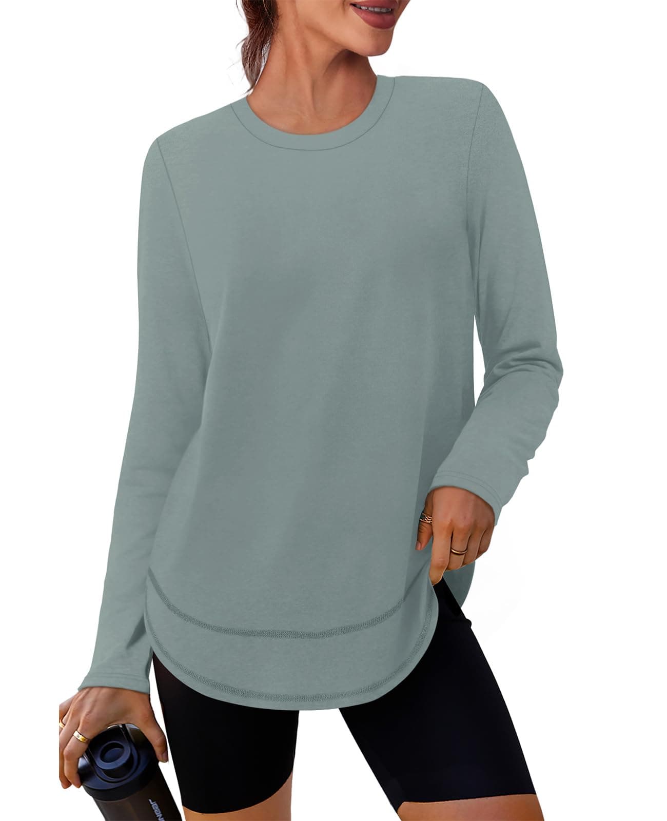 Sun Protection Clothing Women Workout Tops Gym Ropa Deportiva para Mujer Yoga Columbia Fishing Shirts Tennis Lightweight Sweatshirt Thumbholes Green XL