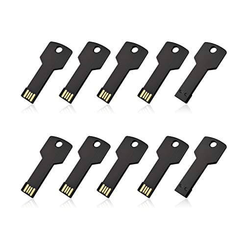 RAOYI 10 Pack 32GB USB Flash Drive USB 2.0 Metal Key Shape Memory Stick Thumb Drive Pen Drive-Black