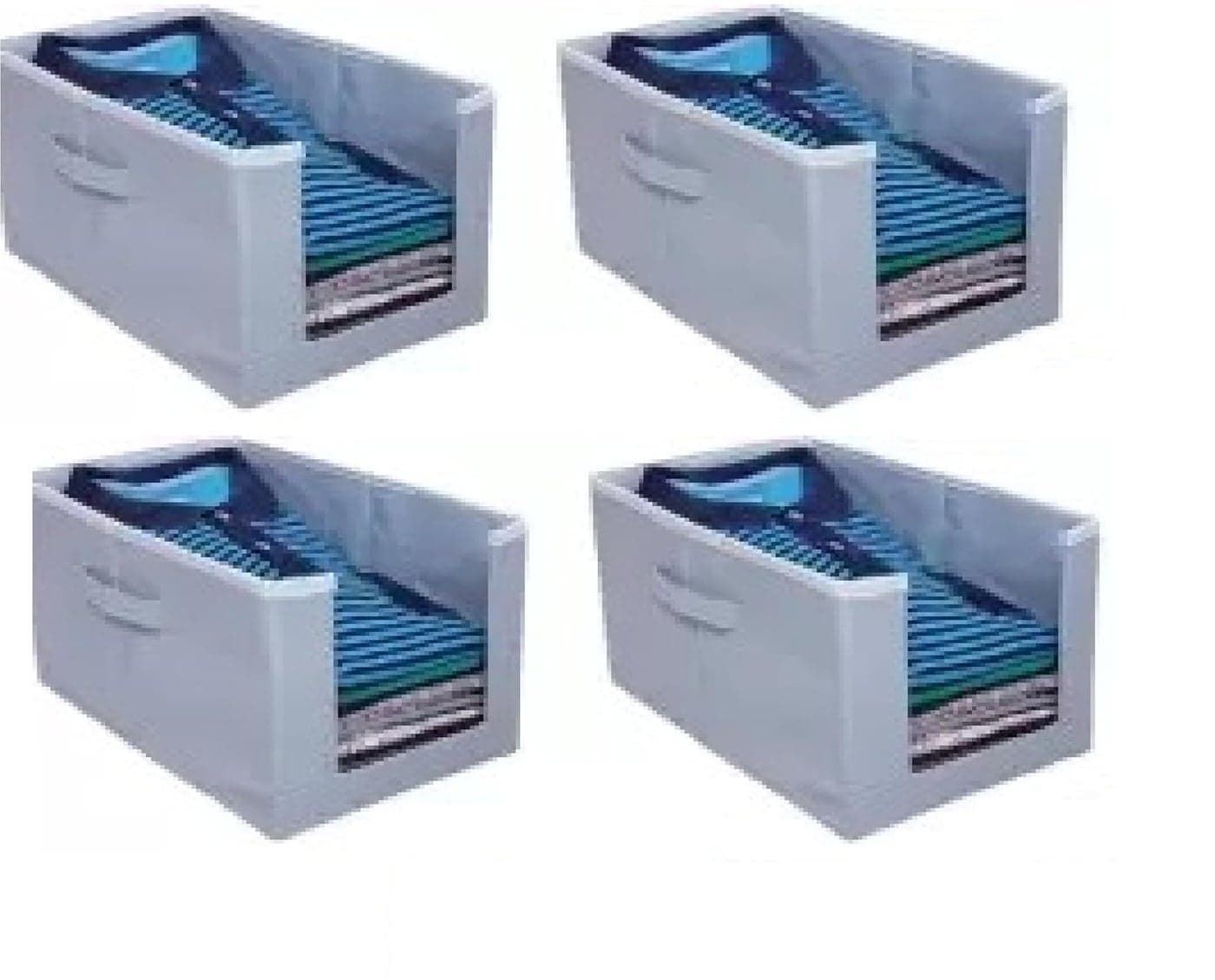 Just Mart Stackable Shirt Stacker Storage Bins Closet Organizers Foldable Storage BoxesShelf Organizer Shelves Basket Storage Bin For Organizing Clothing Toys Pack of 4 Grey