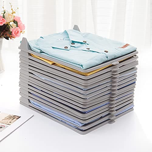 mechdel Plastic Closet Drawer Wardrobe Organizer Cabinet Folding Board for Shirts TShirt Jeans Storage Rack Pack of 20 Sheets Gray
