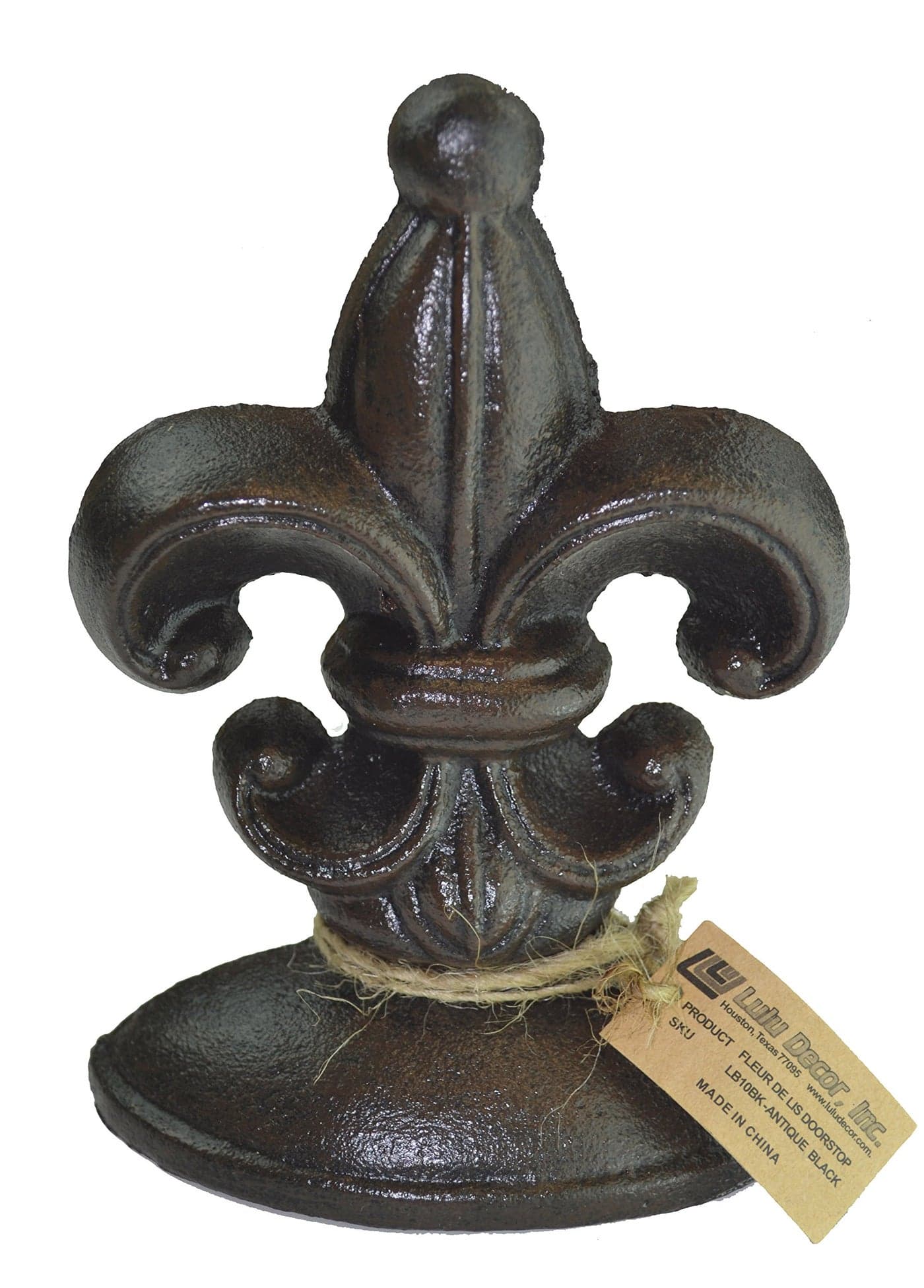 Lulu Decor, Cast Iron Fleur De Lis Door Stop, 2 Lbs, Door Stopper (Antique Black)