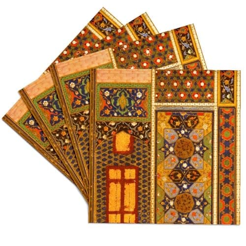 3dRose cst_162526_3 Arabian Style Multicolor Abstract Pattern Colorful Turkish Moroccan Islamic Islam Muslim Art-Ceramic Tile Coasters, Set of 4