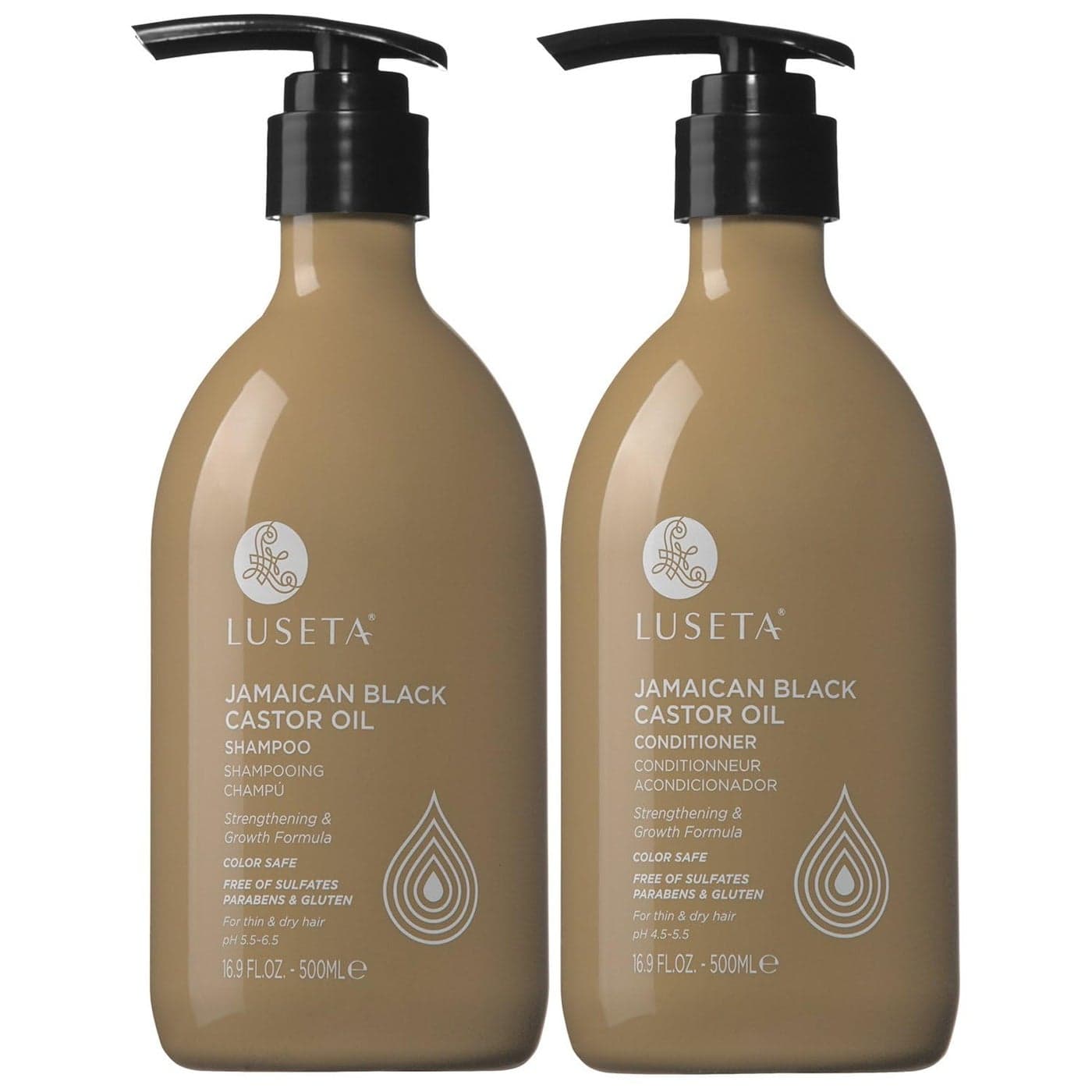 Luseta Castor Oil Shampoo and Conditioner Set Strengthen and Cleanse Thin Hair Restore Damaged Hair Sulfate Free for Men Women 169oz2