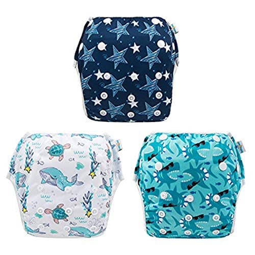 Babygoal Baby Toddler Boy and Girl Swim Diapers Reusable Adjustable Washable One Size Fits 6M3T Gifts and Swimming Lessons 3 Pack 3ZSD07
