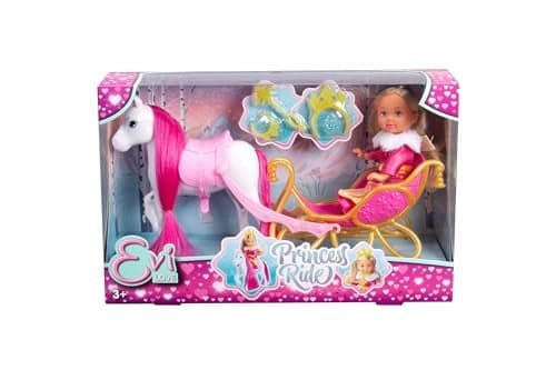Simba 105733701 Evi Love Princess Ride Toy Doll with Winter Sledge and Horse, Princess Accessories, 12 cm, from 3 Years