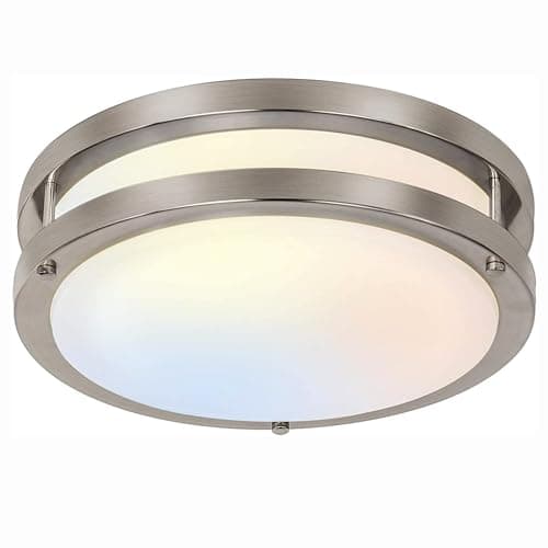 13 inch Flush Mount LED Ceiling Light Fixture, 2700K/3000K/3500K/4000K/5000K Adjustable Ceiling Lights, Brushed Nickel Saturn Dimmable Lighting for Hallway Bathroom Kitchen or Stairwell, ETL Listed