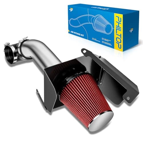 PHILTOP 35 Cold Air Intake Kit System Heat Shield Compatible with Chevy Silverado 1500TahoeSuburban 1500Avalanche GMC Sierra 1500Yukon Escalade 20072008 48536062L V8Red