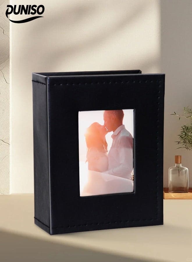 Photo Album,100 4x6In Pockets Photos,with Picture Display Window,Leather Cover Extra Large Capacity Family Wedding Anniversary Baby Picture Albums,Black