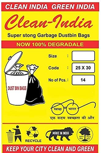 Clean India 25x30 Large -42 pcs (pack of 3 X 14 pcs)| Large Disposable Garbage Trash Waste Dustbin Bags of 63cm x 76cm