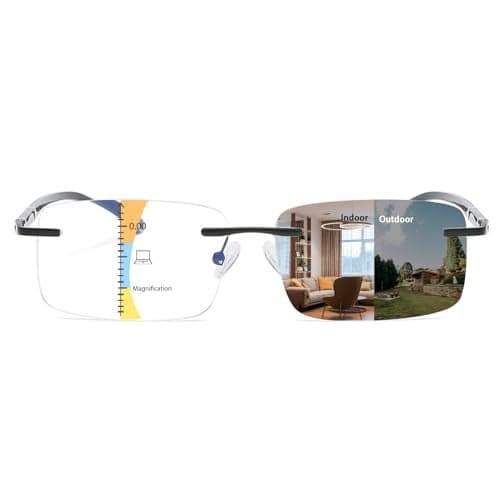 KISSOUL Photochromic Multifocus Progressive Reading Glasses Men Women Multifocal Transition Anti-blue Light Sunglasses Reader