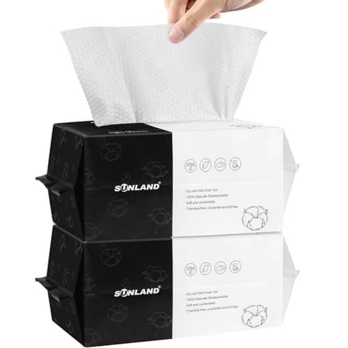 SUNLAND Disposable Face Towels Clean Face Tissue Super Soft for Sensitive Skin,Makeup Remover Dry Wipes,No Lint and Degradable 160 Count 2 Pack
