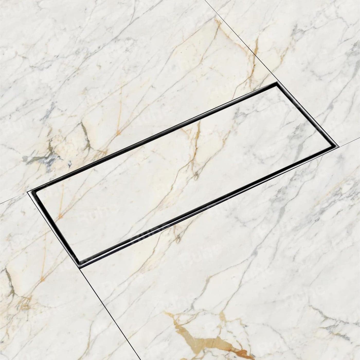 Ruhe® Marble Insert Shower Drain Channel | 12 x 4 Inches Waste Water Floor Drain for 21mm Marble | 304 Stainless Steel Invisible Shower Drain Channel | Drain Channel with Cockroach Trap and Side Hole