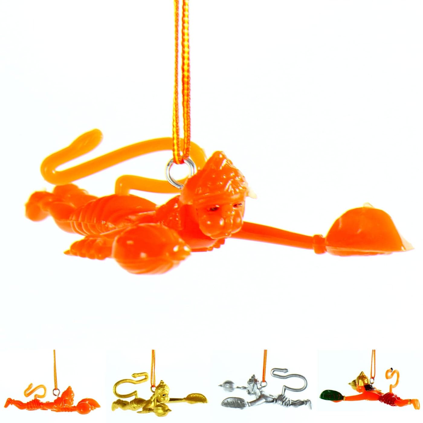 Yogic Mantra Flying Hanuman Ji for Car Orange Color Hanging Hanuman Idol for Car Mirror Classic Flying Hanuman Sculpture Wall Hanging Bajrangbali Murti Sankatmochan Protection