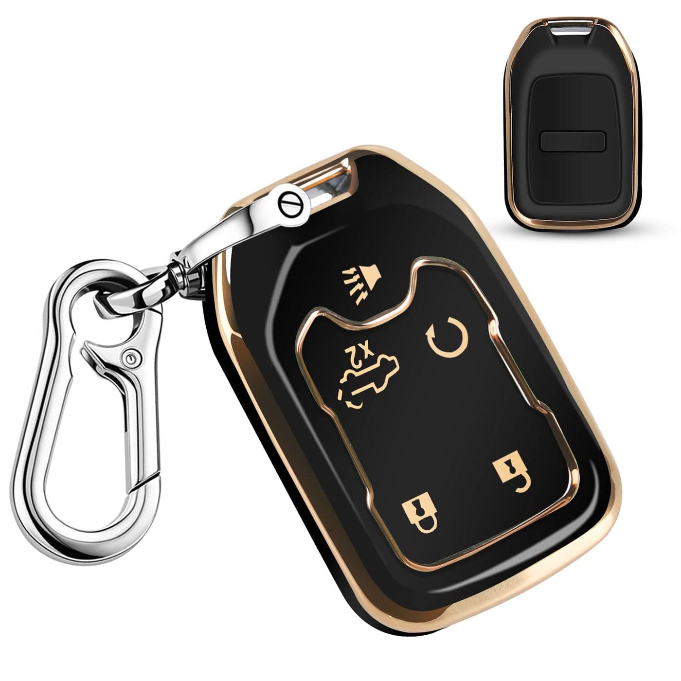 QBUC for GMC Key Fob Cover TPU Protector Case with Keychain for 20192022 Chevy Silverado GMC Sierra 1500 2500HD 3500HD Key Cover Smart Remote 5 ButtonBlack