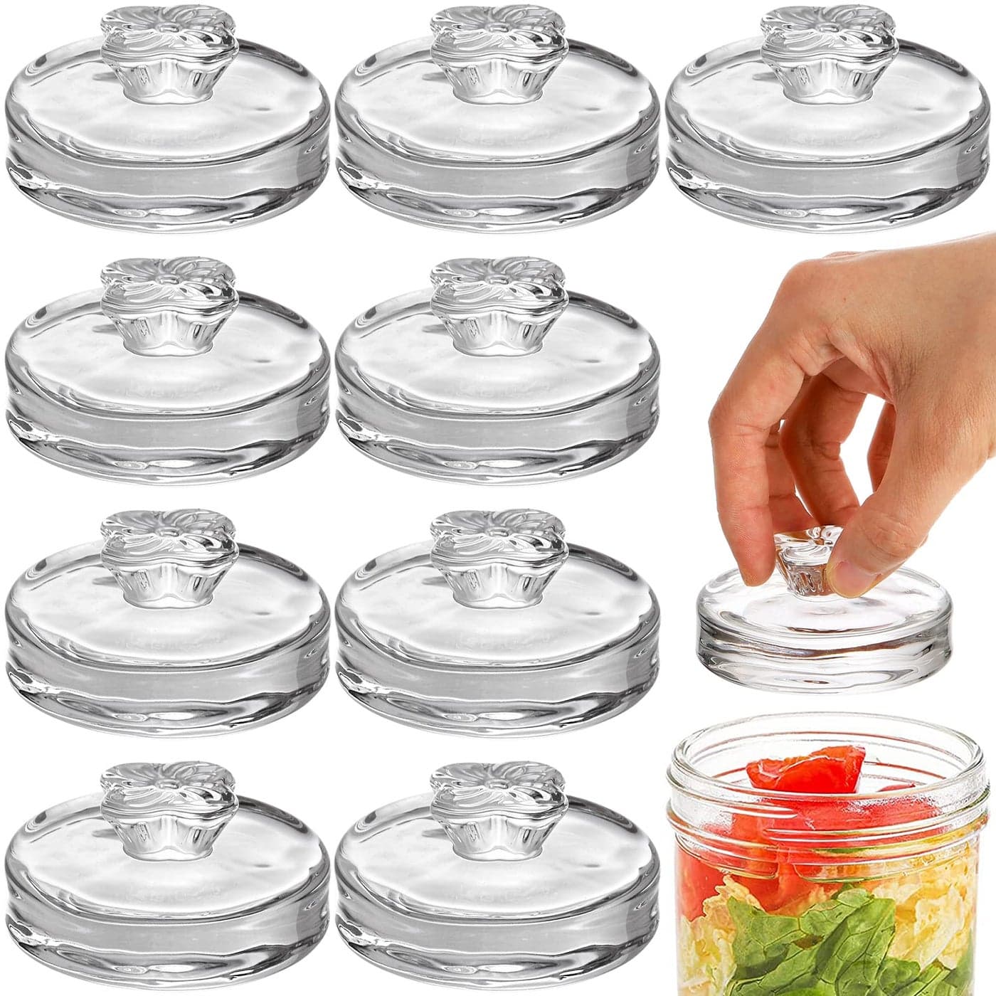 Okllen 9 Pack Fermentation Weights for Wide Mouth Mason Jars Pickling Weights with Easy Grip Handle Dishwasher Safe