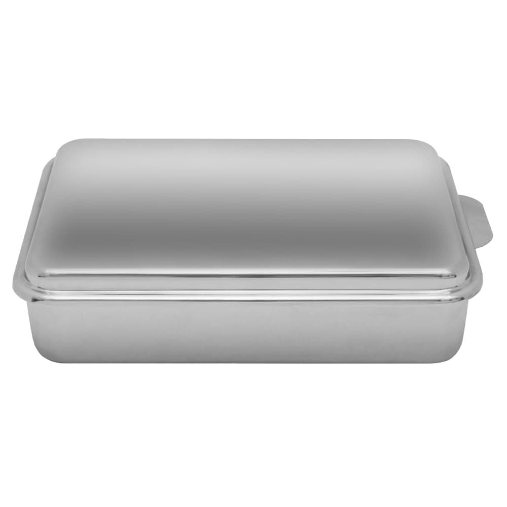 Lindys Stainless Steel 9 X 13 Inches Covered Cake Pan with Stainless Steel Lid Deep Pan for Baking Cakes Breads Casseroles Fish Vegetables and More