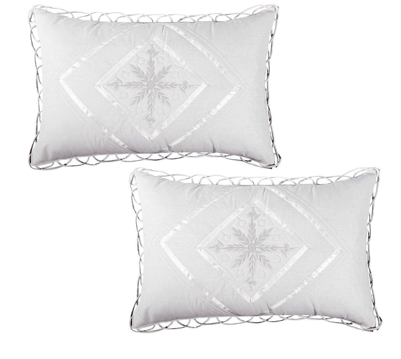 Rj Products Luxurious Embroidered Cotton Pillow Covers of Standard Size (White Colour), 100 GSM