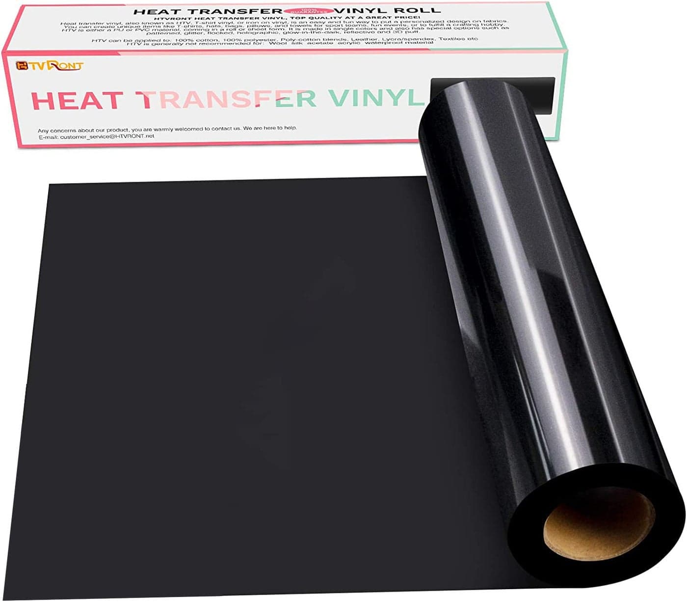 HTVRONT HTV Black Heat Transfer Vinyl Rolls 12 x 15ft Black HTV Vinyl for Shirts Black Iron on Vinyl for All Cutting Machines Easy to Cut Weed for Heat Vinyl Design