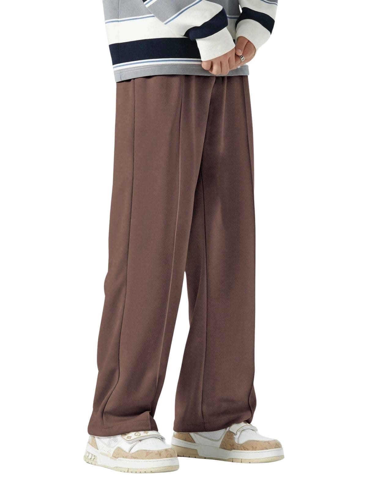 GRECIILOOKS Men's Lycra Cargo Track Pants – Loose Fit Joggers for Men | Korean Style Travel & Lounge Wear with Pockets Brown