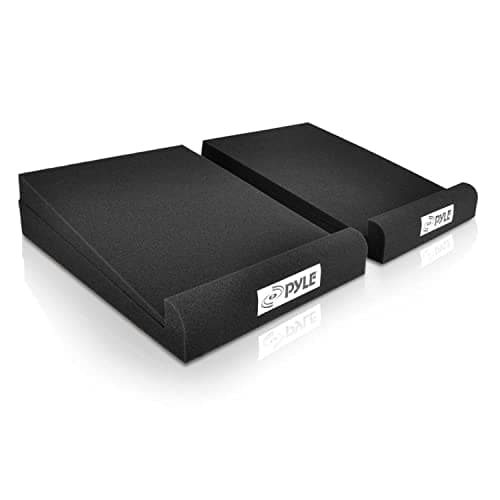 Pyle Sound Dampening Speaker Riser Foam - Audio Acoustic Noise Isolation Platform Pads Recoil Stabilizer For Studio Monitor, Subwoofer, Loud Speakers - Pyle PSI03 - Pack of 2,Black