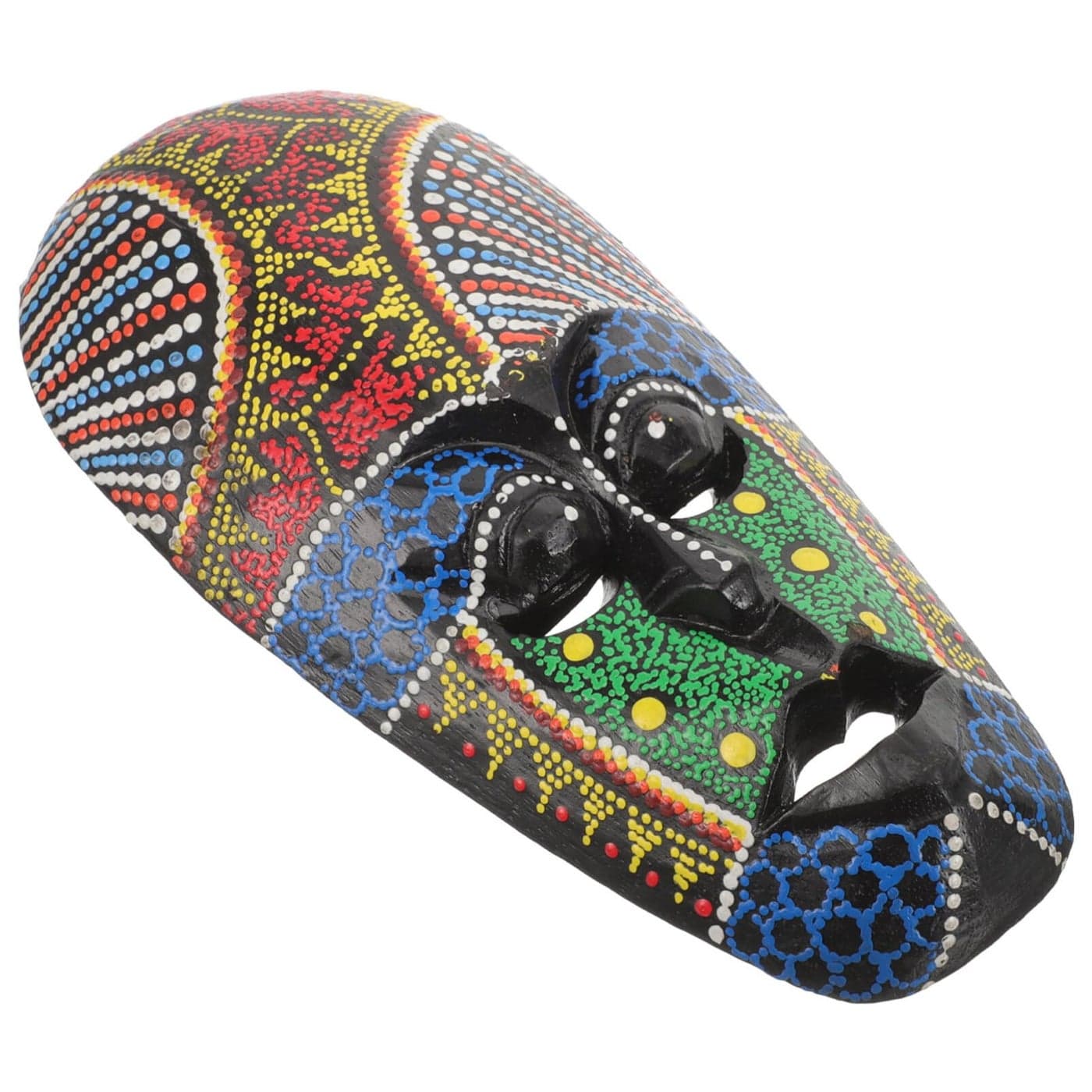 HOMSFOU African Masks Wooden Hand Painted Tribal Mask Wall Hanging Decor Aboriginal Mask Wall Sculpture for Luck Protection