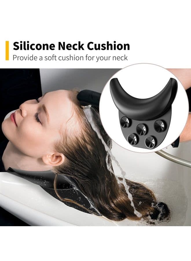 Shampoo Bowl Neck Cushion, AISEELY Neck Rest for Shampoo Bowl, Shampoo Neck Rest for Sink, Portable Shampoo Bowl Neck Rest for Salon Spa, Silicone Neck Rest Cushion with Curved Suction Cup