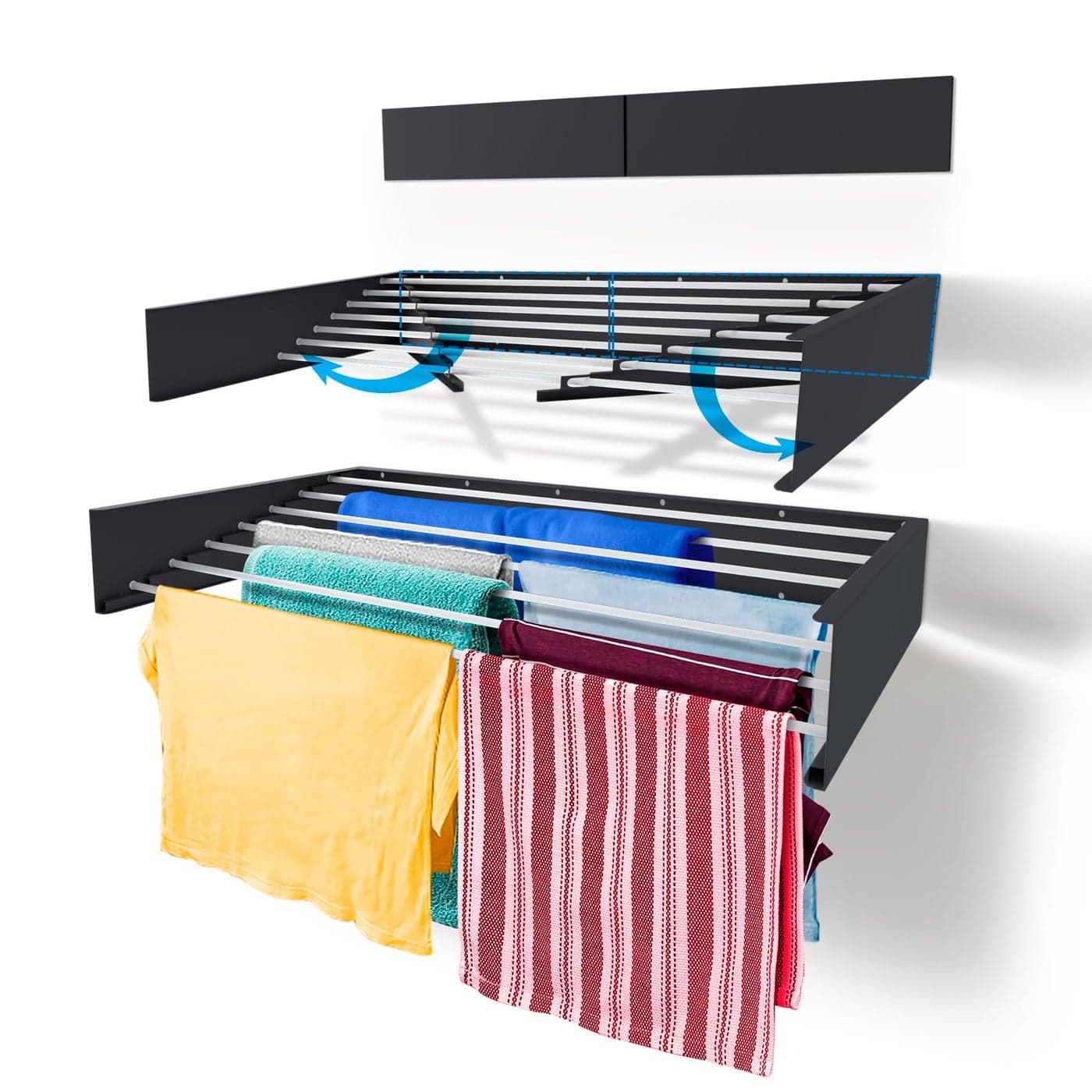 Step Up Laundry Drying Rack Airer Indoor or Outdoor Space Saver Compact Sleek Design 84 metres line 120 cm Grey