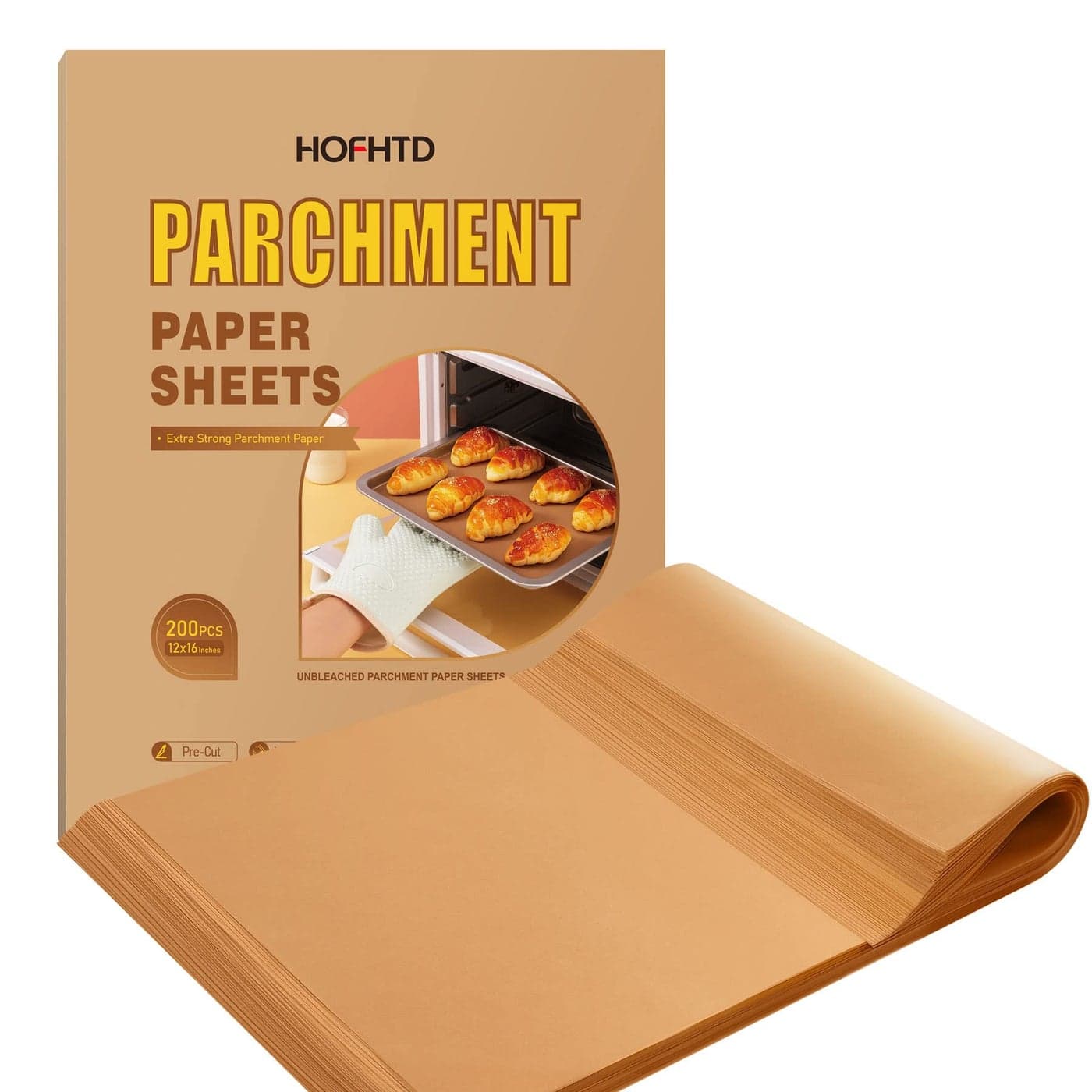 200 Pcs Parchment Paper Sheets 12 x 16 Inches Air Fryer Disposable Paper Liners NonStick Precut Parchment Paper for Baking HOFHTD Unbleached Baking Papers for Cooking Grilling Roasting Steaming