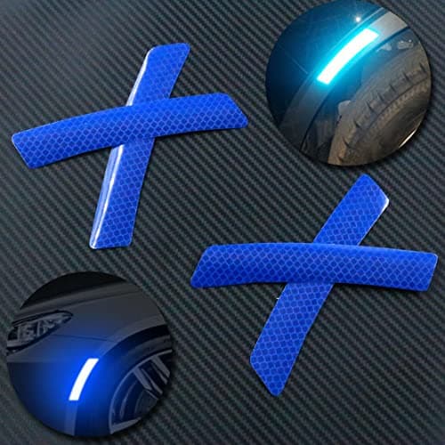 Allure Auto® 4pcs 3D Super Reflective Stickers Carbon Fiber Strips Car Side Door Edge Bumper Anti-Scratch Protection Guards Trim Stickers (Wheel Eyebrow Stickers Blue) for Hyundai Santro Xing
