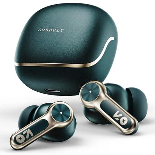 GOBOULT Raven in Ear TWS Earbuds with 70H Playtime, App Support, Quad Mic ENC, 50ms Ultra Low Latency, Dual Device Pairing, 10mm Driver, Bluetooth 5.4 Wireless Earbuds (Emerald Green)