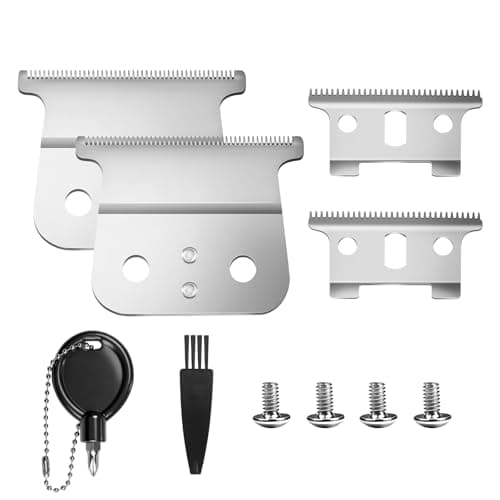 2 Pack Replacement T-Blades Compatible with Andis T-Outliners GTO,GTX,G,GO and SLS Trimmers,Silver