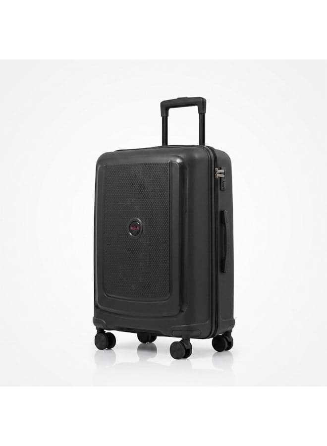 Eagle Express Clifton 20 Inch Cabin Luggage All Black, PP Hard Shell Carry On Trolley Suitcase with Lightweight Travel Design, 360 Spinner Wheels, Secure Lock System and 2 Year Warranty