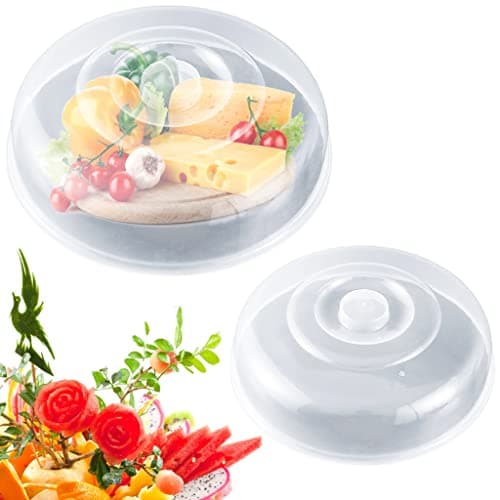 HASTHIP 2Pack Plastic Microwave Lid With Easy-Grip Handle, Microwave Splatter Cover For Food, Food Grade Pp Lid For Refrigerator, Heating Food, Dessert Serving, Camping (Diameter 7.87'' &9''), Red