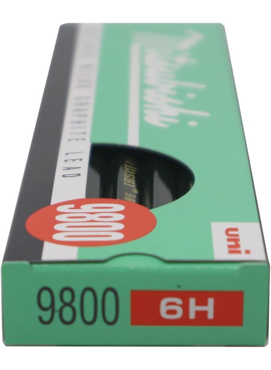 Mitsubishi UNI 9800DX Graphite Pencil 6H, Extra Hard Fine Line Drawing & Technical Drafting Pencils for Precision Work (Pack of 12)