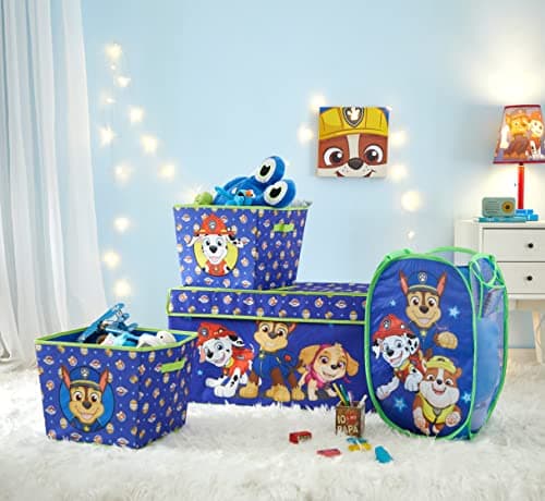 Paw Patrol 4Piece Kids Storage Set with PopUp Hamper Collapsible Toy Trunk 2 Nestable Bins Bedroom Playroom Organizer