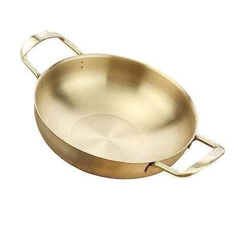 HARIVAR MART 1pcs Ramen Pot Korean Traditional Aluminum Instant Ramen Pot High Temperature Resistant Simple Instant Noodle Pot Suitable for Cooking Soup, Curry, Pasta, Stew, Etc.(KADHAI)