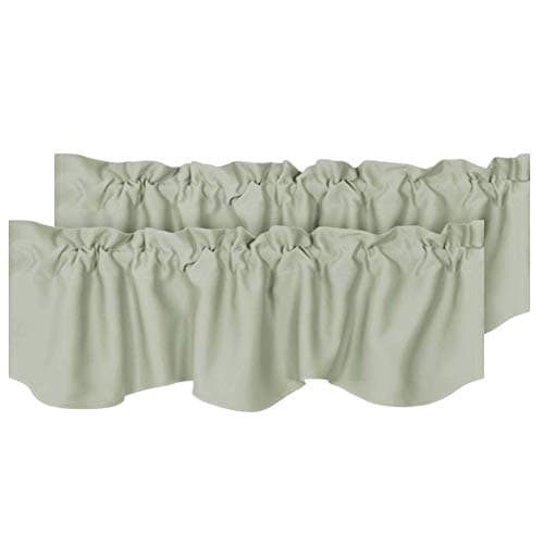 HVERSAILTEX 2 Panels Blackout Curtain Valances for Kitchen WindowsLiving RoomBathroom Privacy Protection Rod Pocket Decoration Scalloped Winow Valance Curtains 52 W x 18 L Light Sage